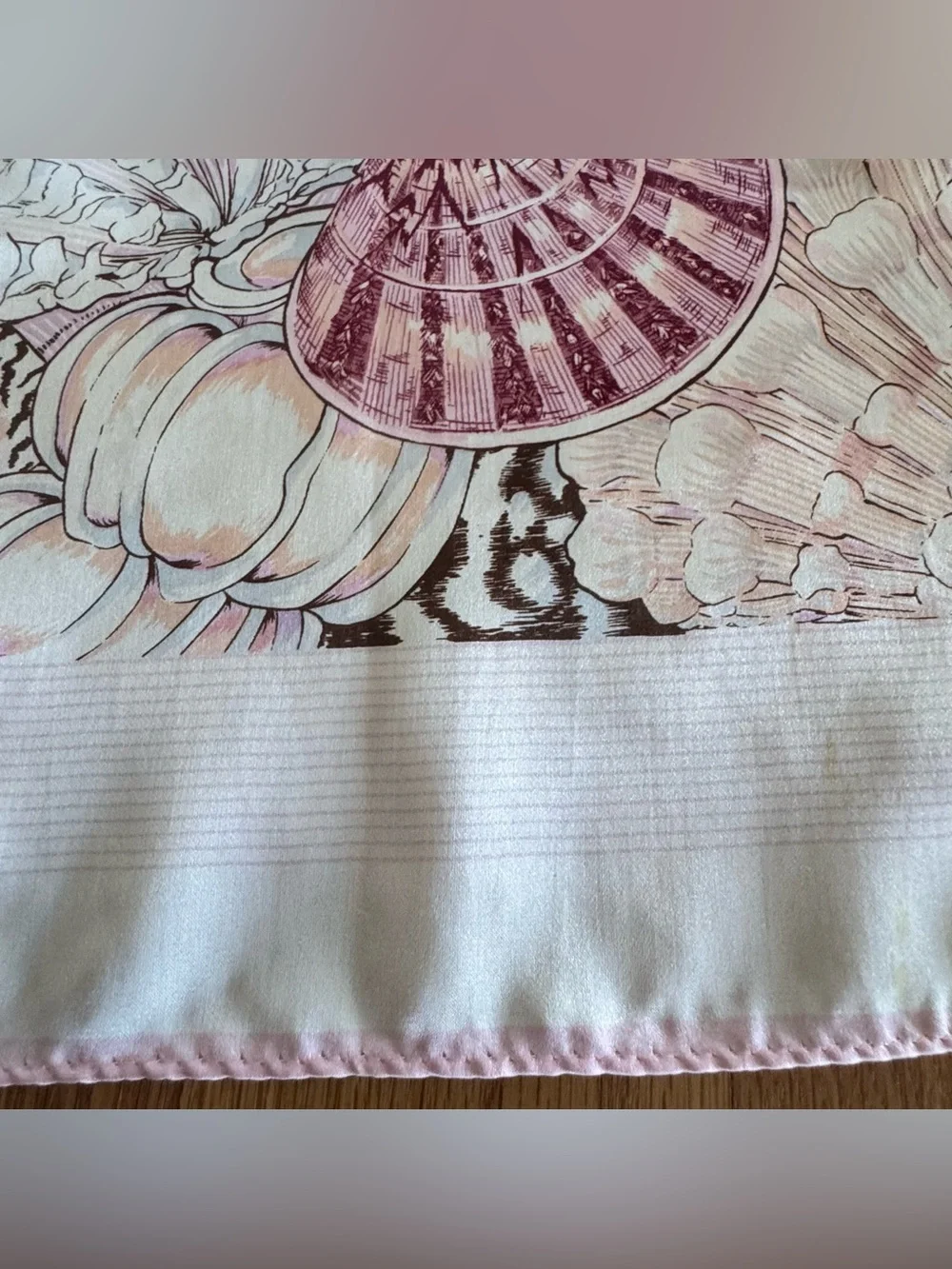 Vintage Smithsonian Institution 100% Silk Sea Shell Scarf Made in Japan